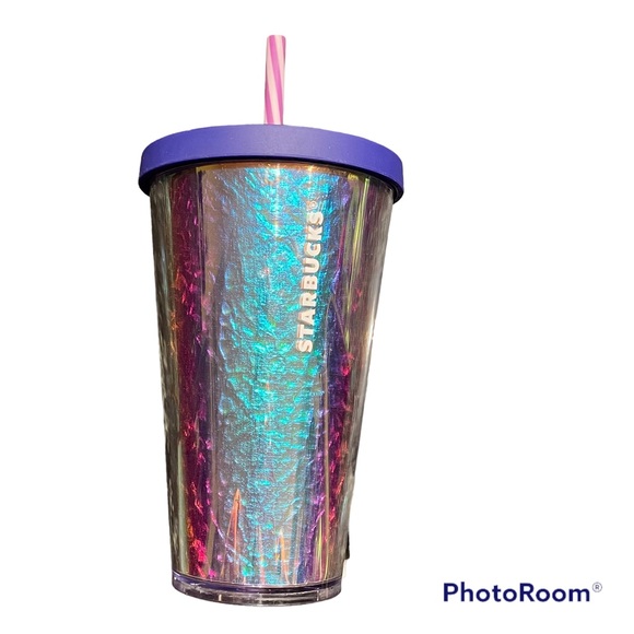 Starbucks acrylic blue crinkle wave iridescent foil 2019 shiny - Picture 1 of 16